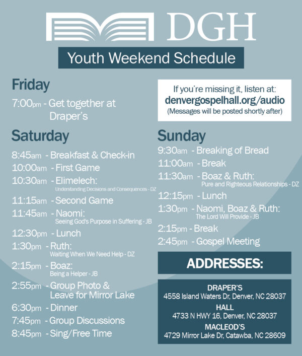 Denver Gospel Hall Youth Conference Schedule 2024